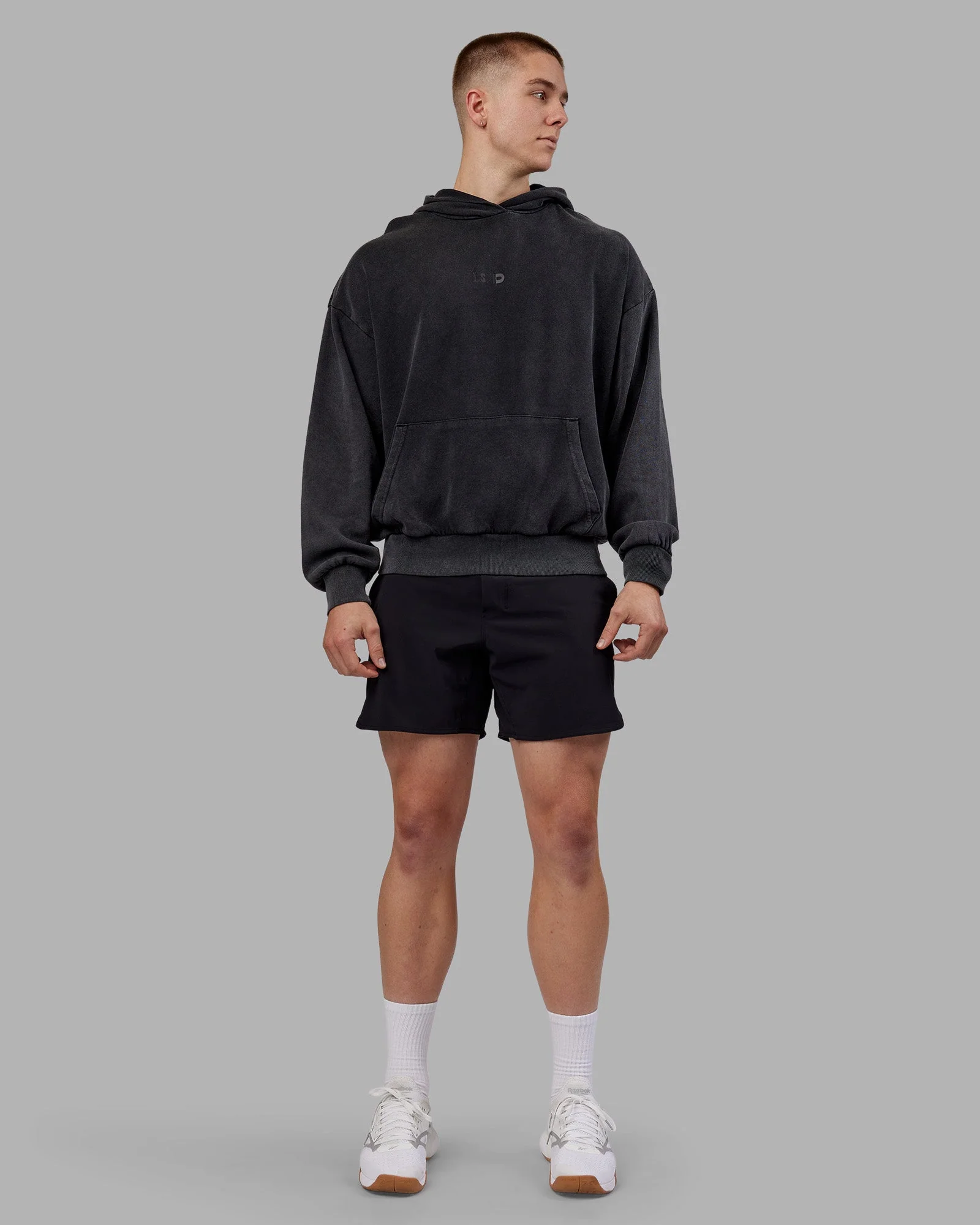 Variation Washed Oversized Hoodie - Black-Black - Image 11