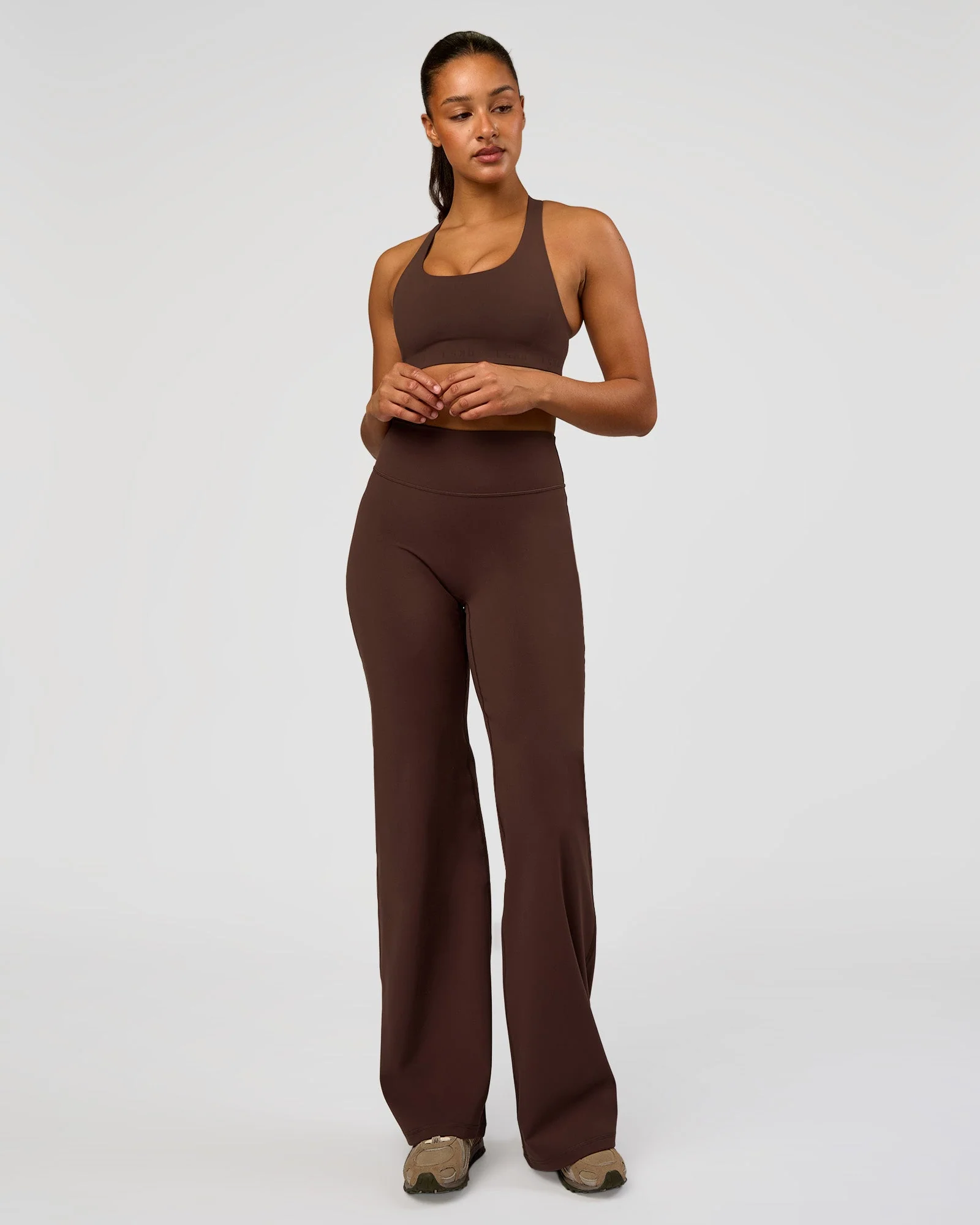 Flow Bonded Scoop Neck Sports Bra - Hot Chocolate - Image 4