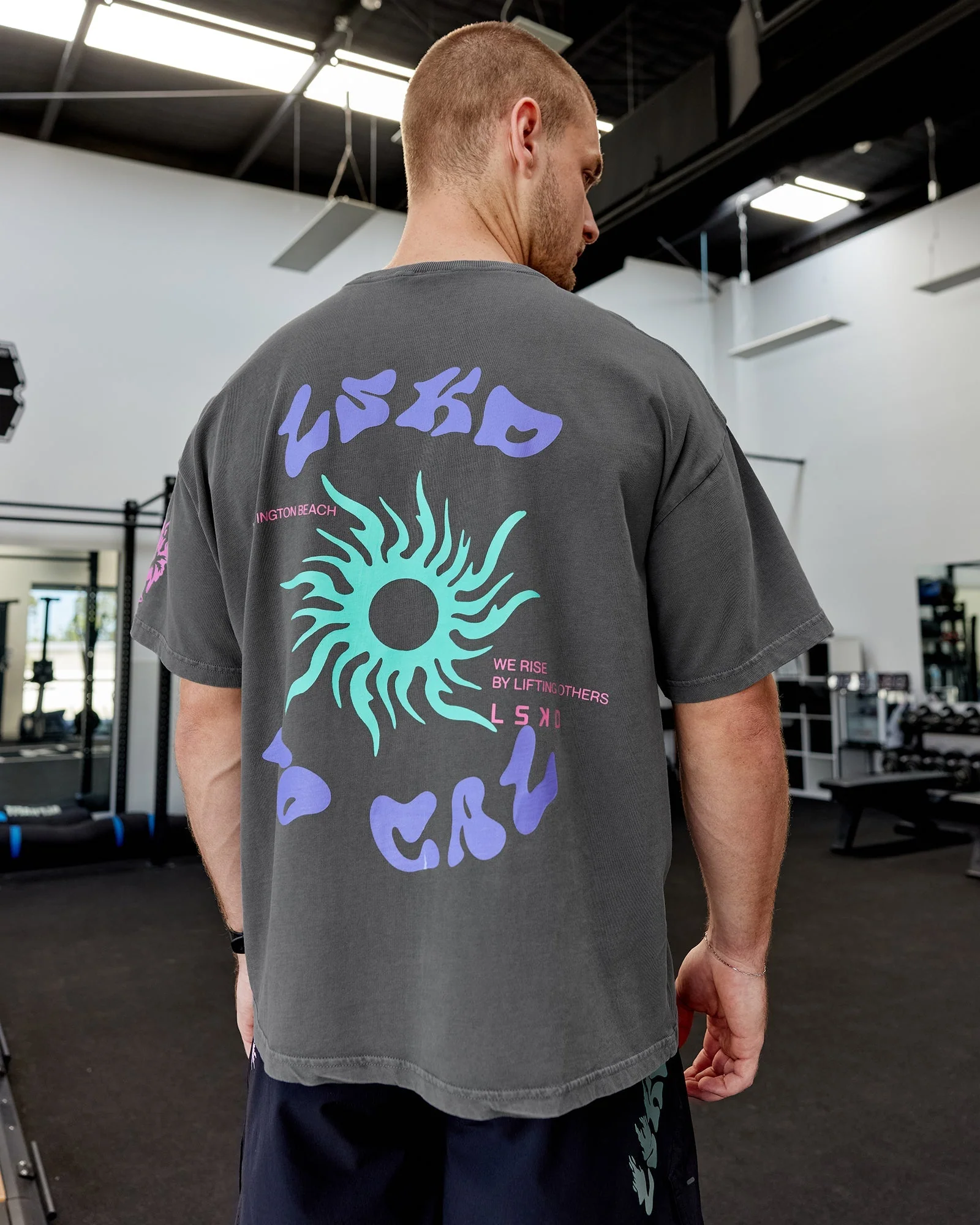 Washed Huntington 24 Heavyweight Oversize Tee - Charcoal-Dahlia Purple - Image 5