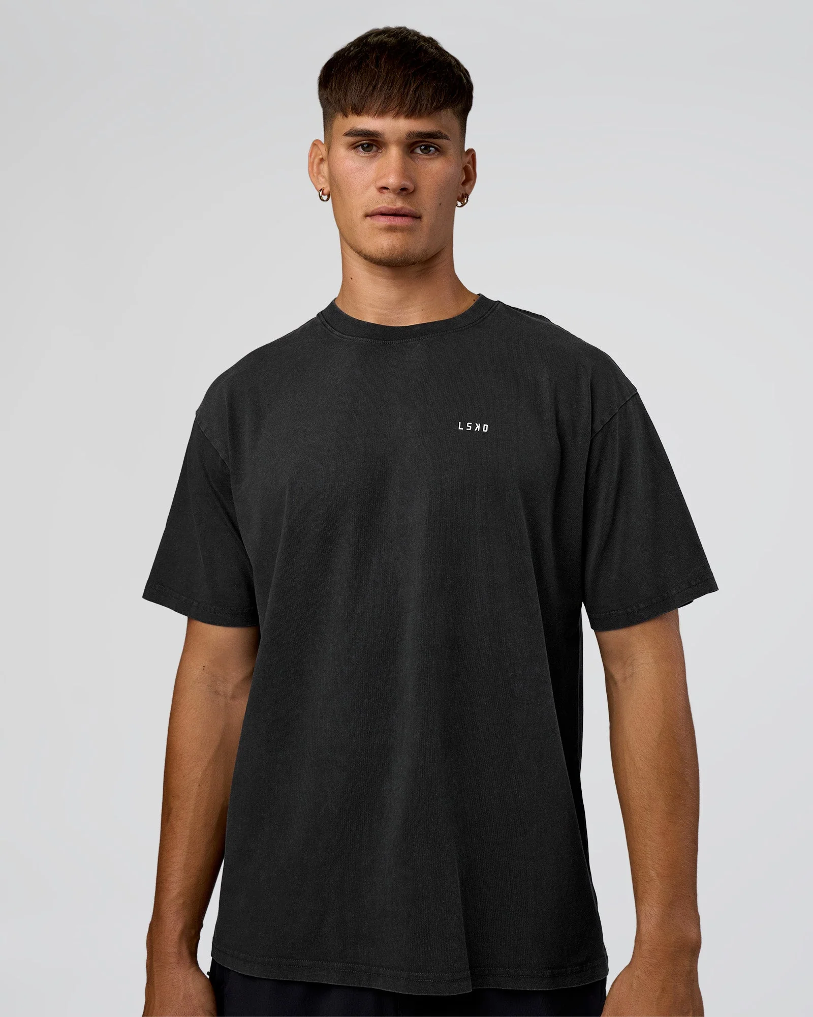 We Love This FLXCotton Oversized Tee - Black Washed-White - Image 2