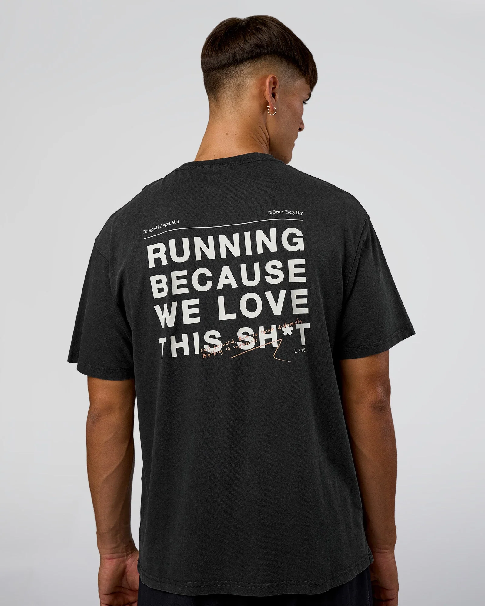 We Love This FLXCotton Oversized Tee - Black Washed-White - Image 3