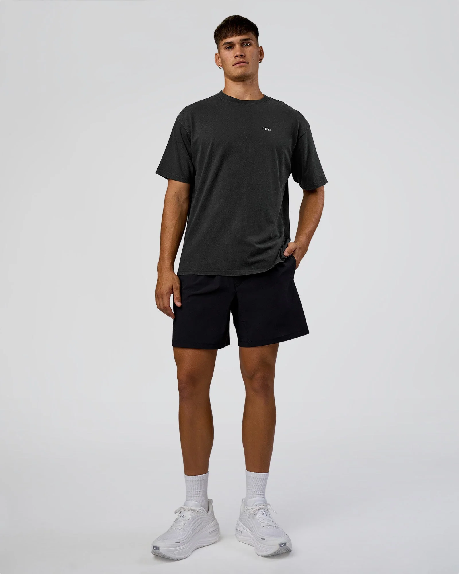We Love This FLXCotton Oversized Tee - Black Washed-White - Image 6