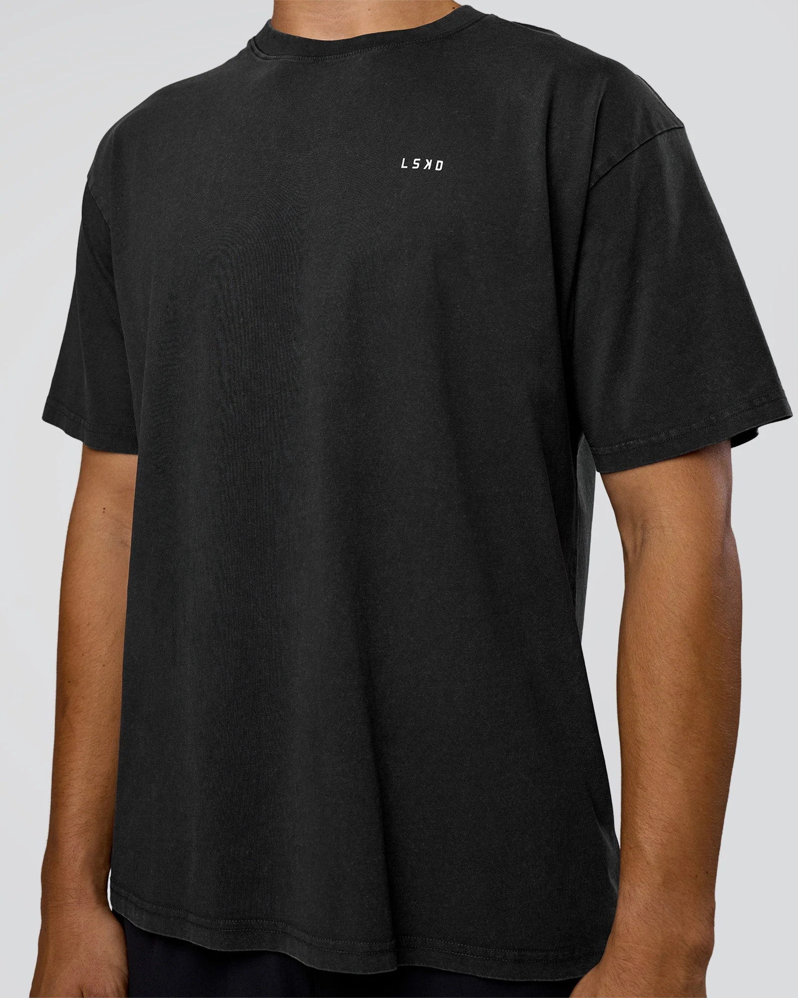 We Love This FLXCotton Oversized Tee - Black Washed-White - Image 7
