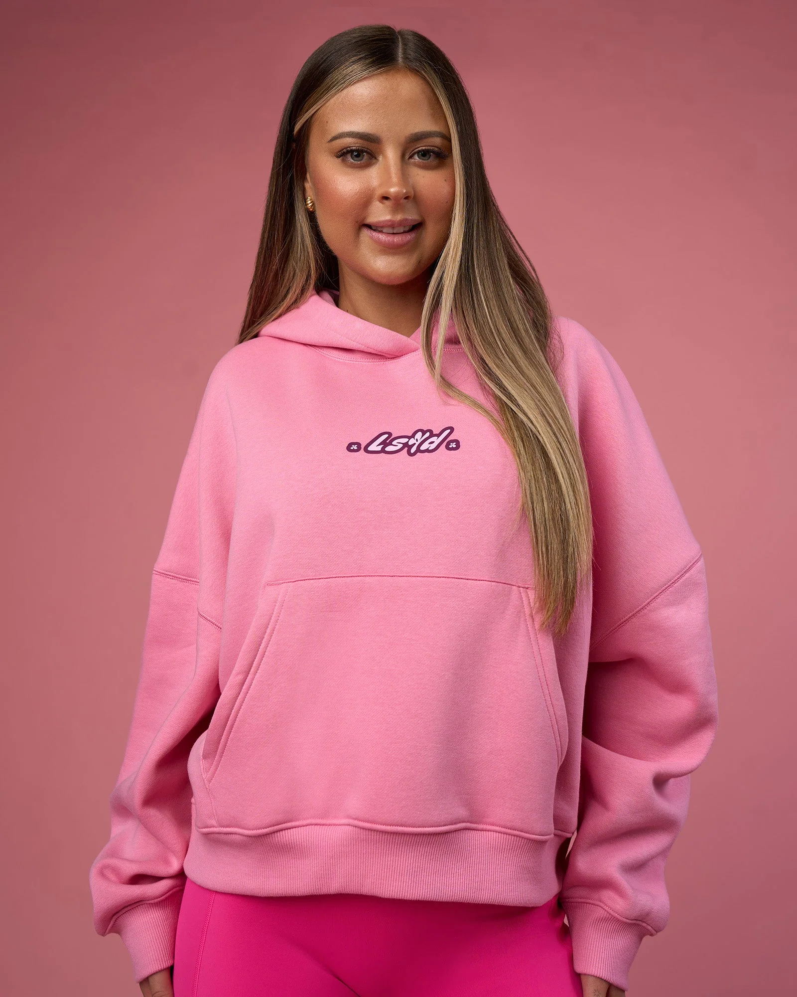 We Rise Post Train Cropped Hoodie - Candy Pink-Plum Caspia